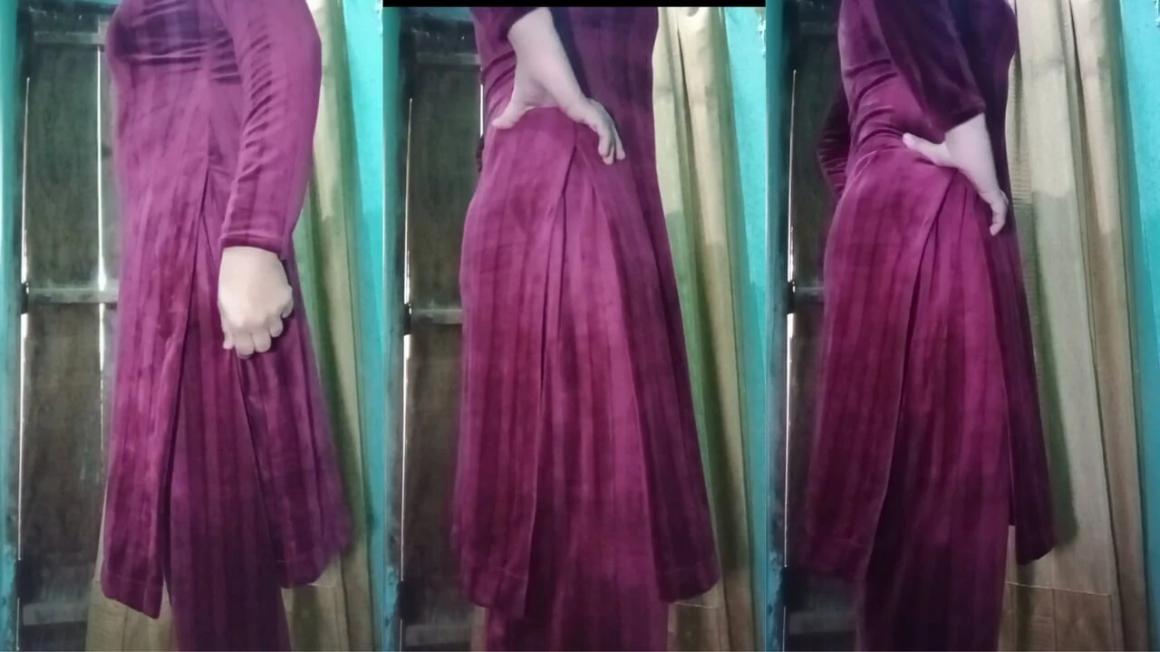 Indian Transgender Gaurisissy looking sexy in pink Salwar Kurta looking like a whore housewife